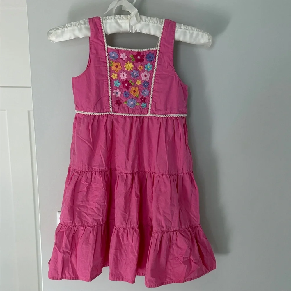 Gymboree Pink Tiered Dress with Floral Embroidery Size‎ 7